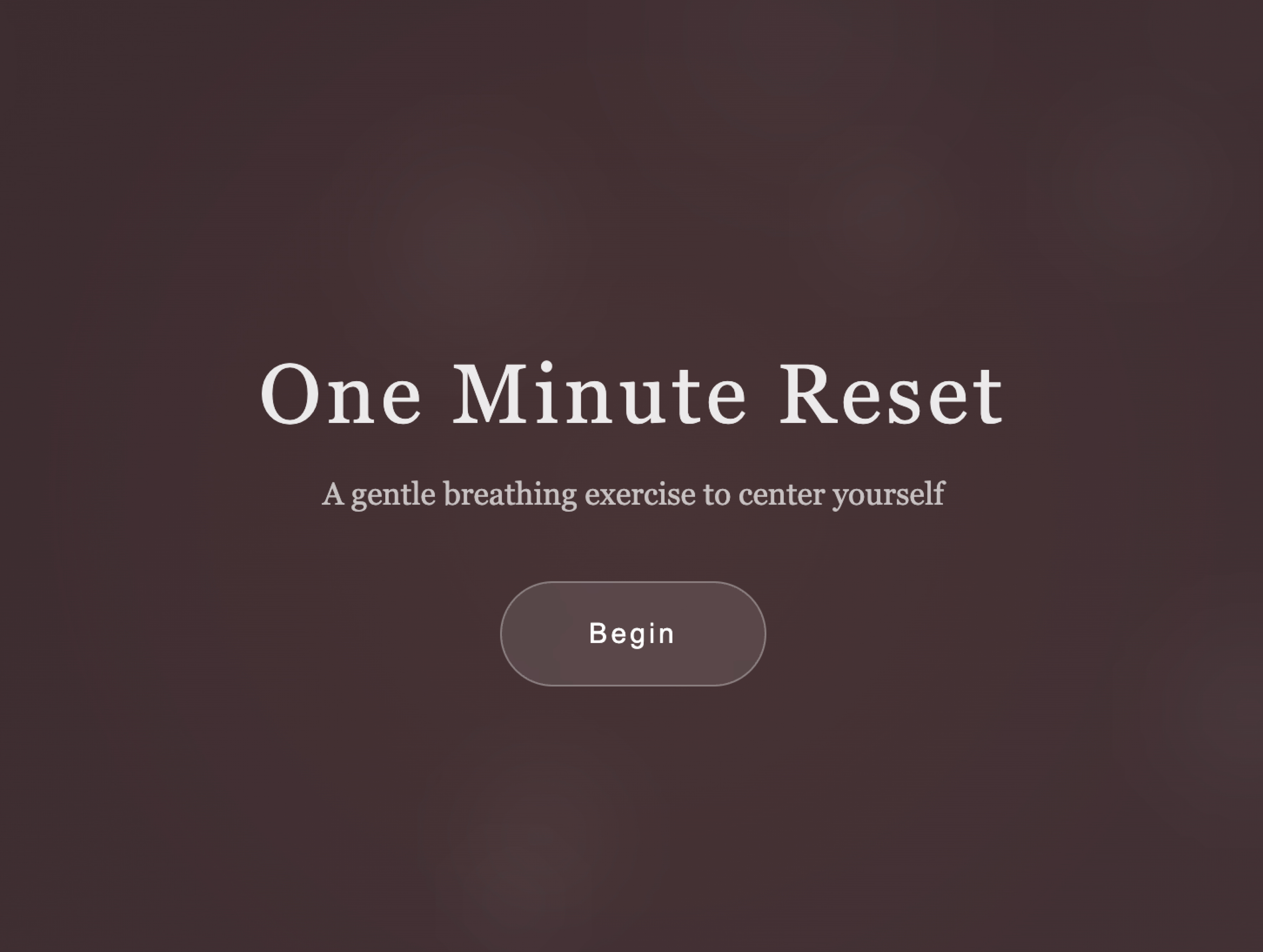 One Minute Reset