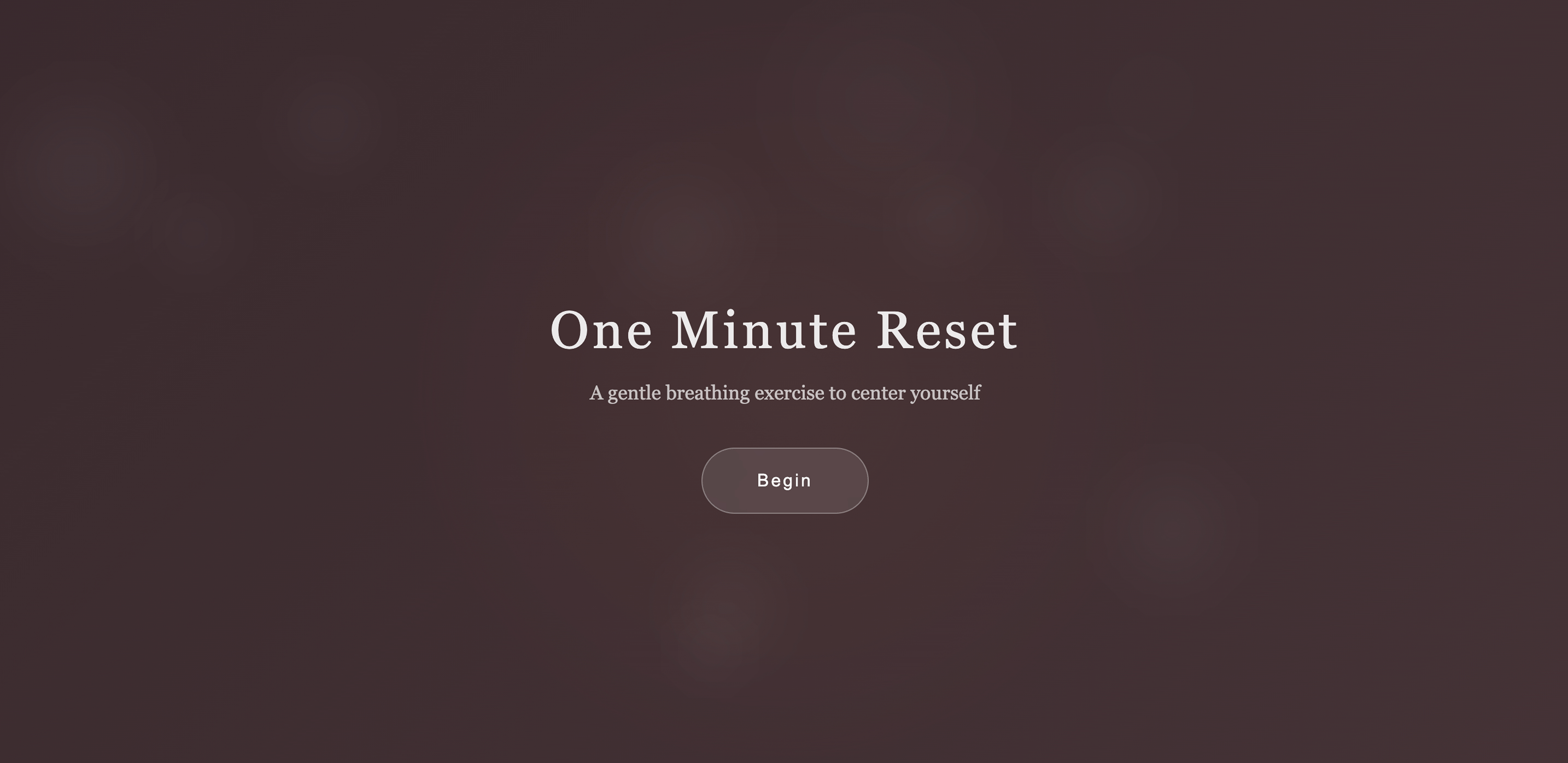 One Minute Reset